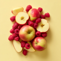 Bio-Äpfel , Bio-Himbeeren