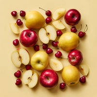 Bio-Äpfel , Bio-Kirschen